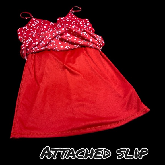 EUC Vernacular Red and White Abstract Dot Cross Front Mini Dress. Size Small💃 - Picture 11 of 13